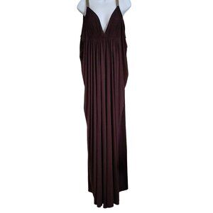 Carmen Marc Valvo Grecian Style Brown/Gold Swim Coverup Dress XS